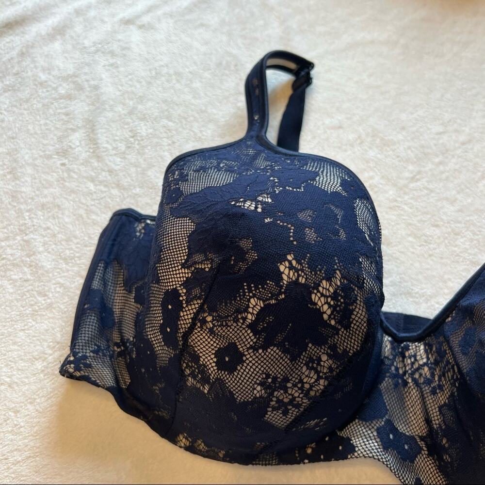 Cacique Blue Lace Lightly Lined Underwire Bra Women's Size 44DDD - Picture 3 of 7